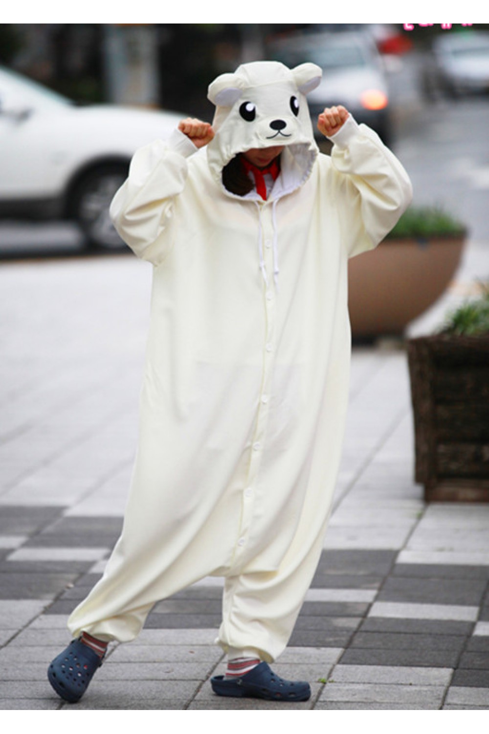 white teddy bear onesie